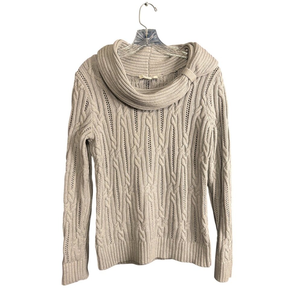 Cable Knit Metallic Neck Sweater